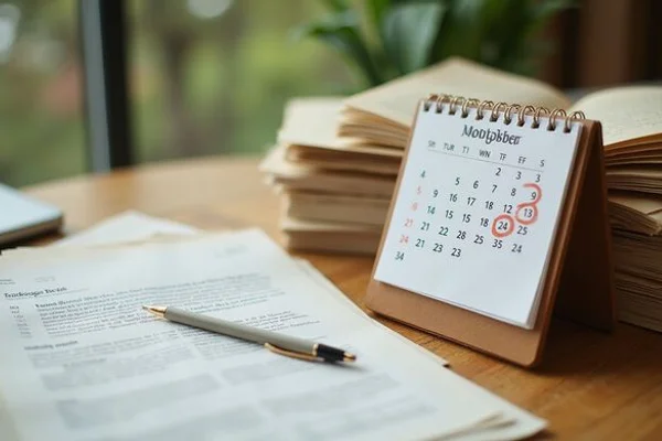 Calendar with dates circled beside mortgage letters