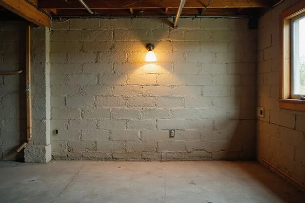Fieldstone basement foundation wall in an older house