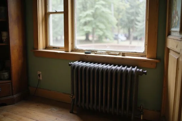 Original radiator under a window in an older Saint Paul home