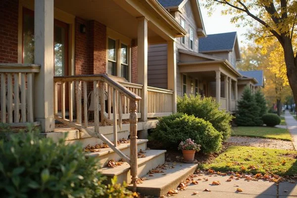 Weathered porch steps on a classic Saint Paul house