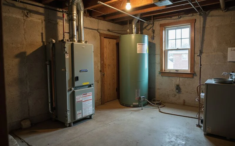 Aging furnace and water heater in a rental's utility room