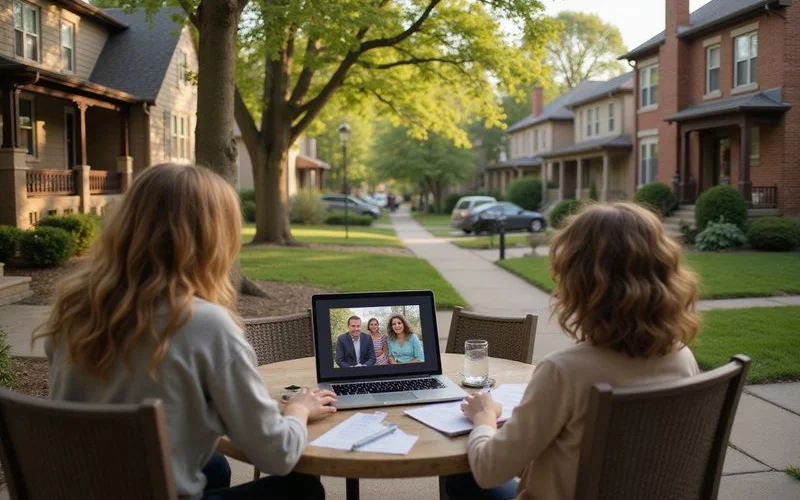 Family members on a group video call about an inherited house