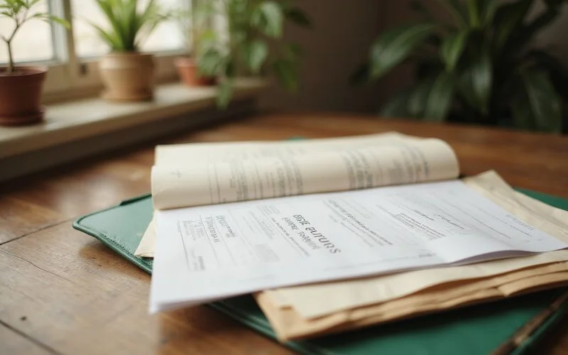Folder of home documents organized on a desk