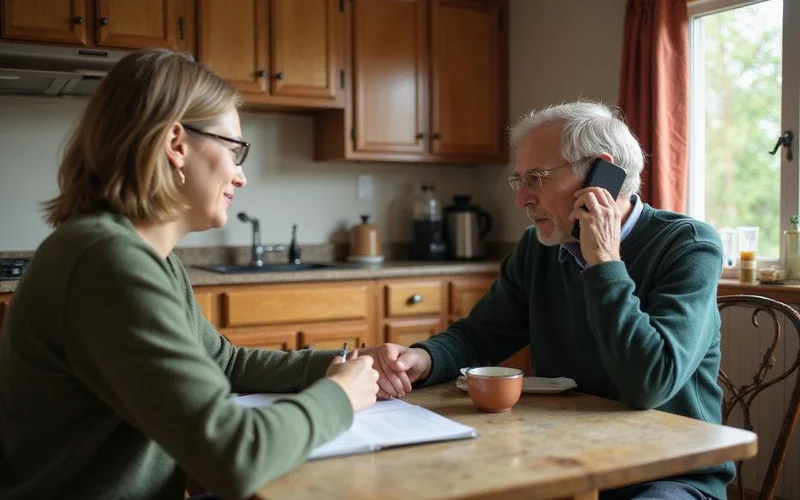 Homeowner on the phone with a housing counselor