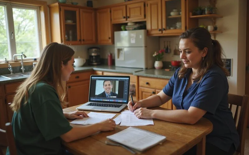 Remote signing with a notary on a laptop video call