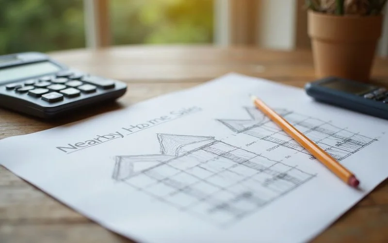 Hand-drawn chart comparing three nearby home sales