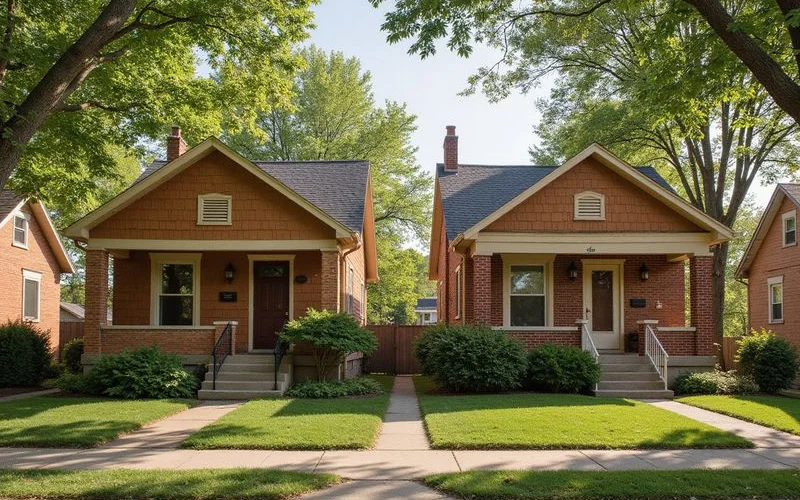 Two similar bungalows, one updated and one dated