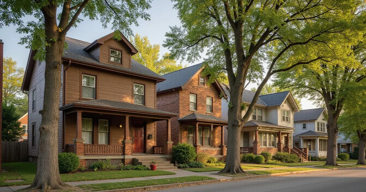 Older Saint Paul rental houses and a fourplex on a quiet street