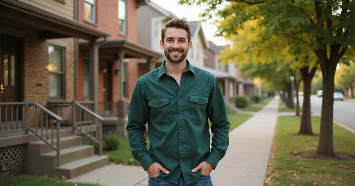 Ryan Quade on a Saint Paul sidewalk in front of classic homes