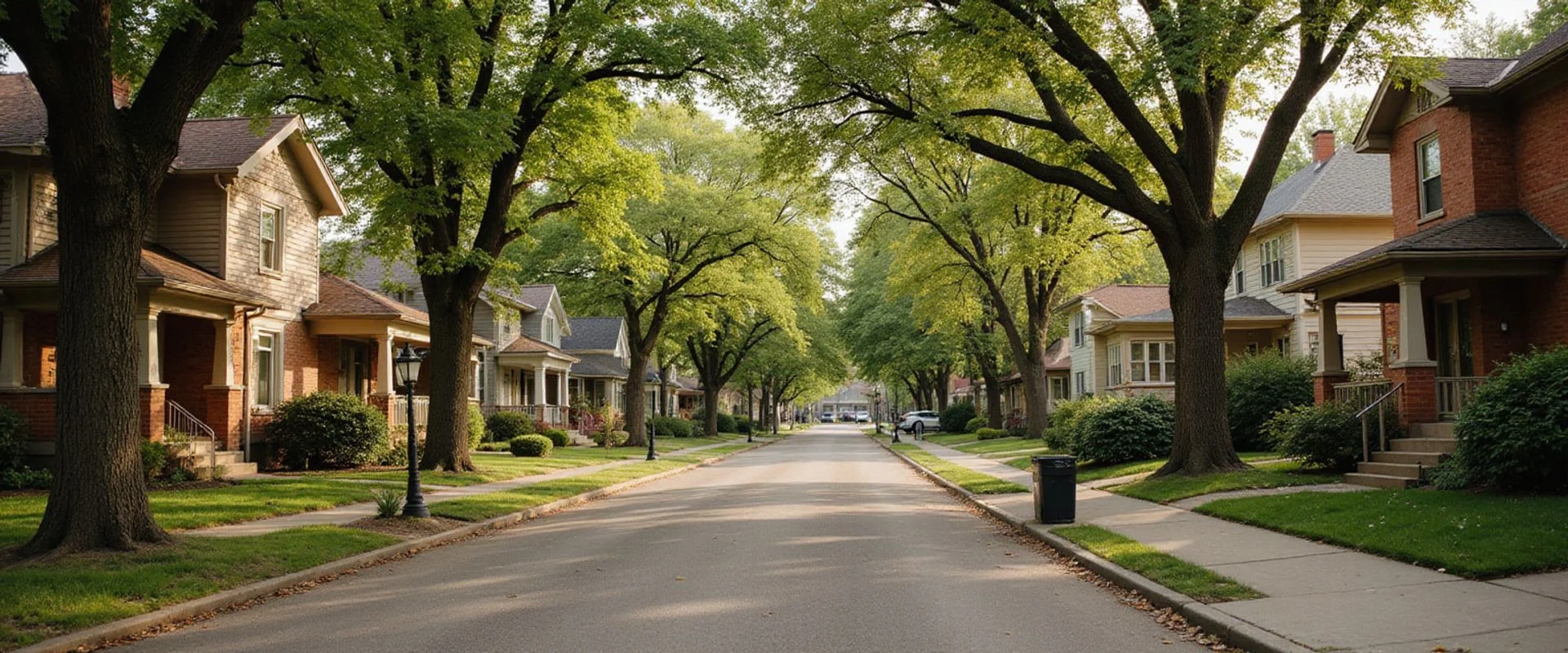 Curving street with older homes in Saint Anthony Park