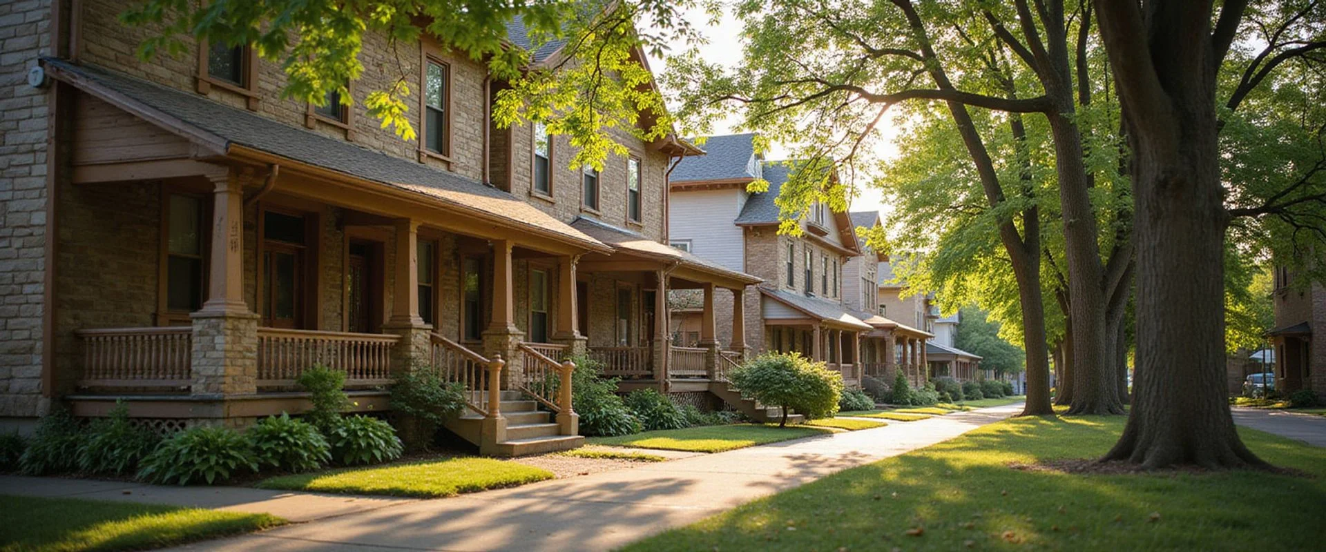 Early 1900s frame houses on a North End block