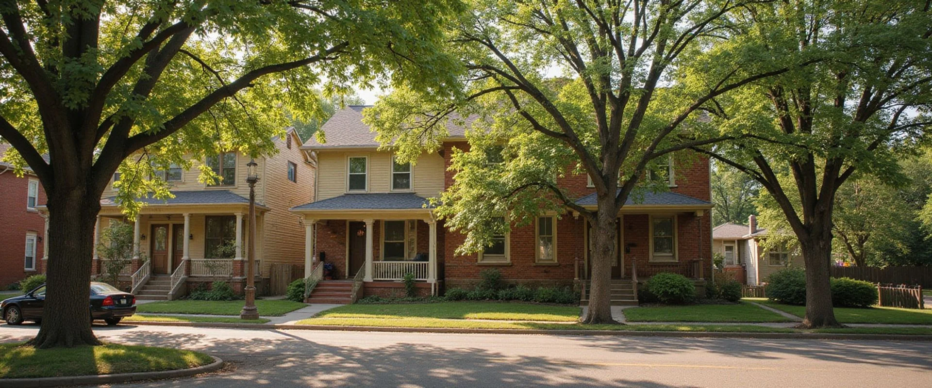 Older frame houses on a Frogtown street in Saint Paul