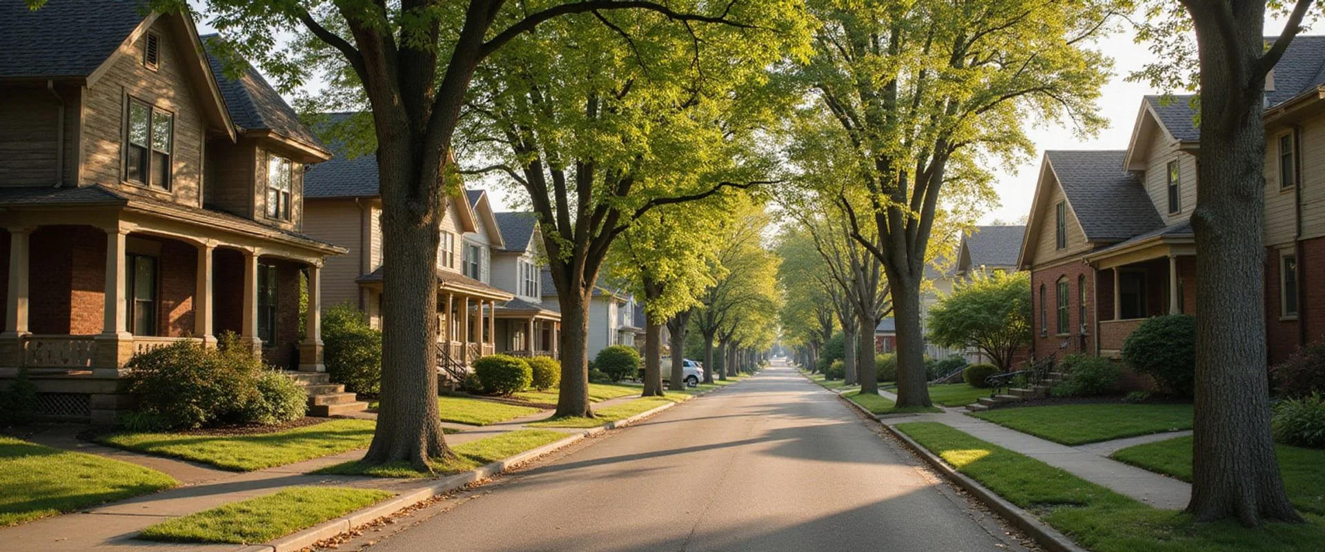 Tree-lined residential street in Union Park, Saint Paul