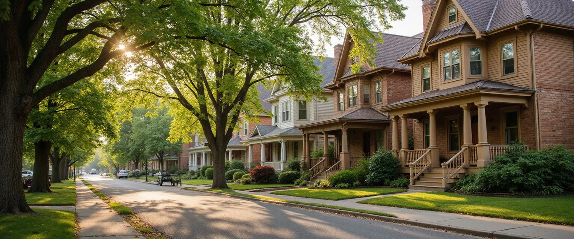Victorian homes on a tree-lined Summit Hill street in Saint Paul