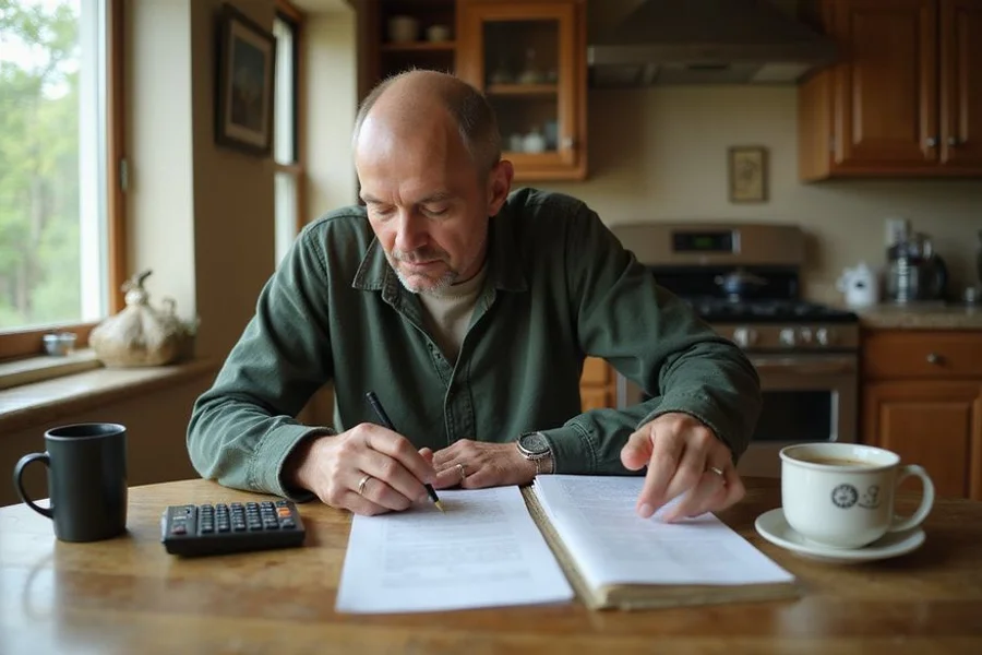 Homeowner comparing options on a legal pad