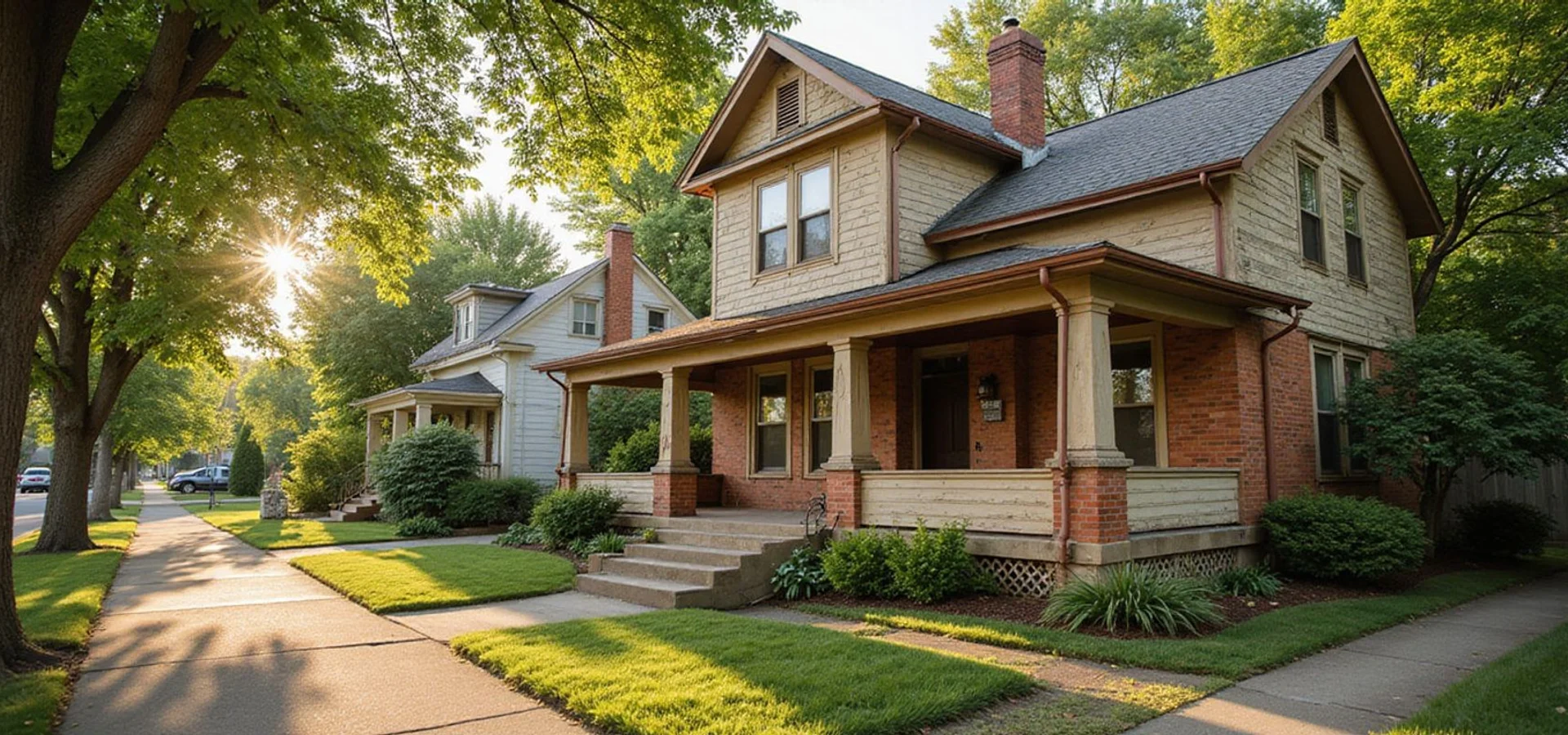 Older wood-sided Saint Paul house with a front porch that needs some work