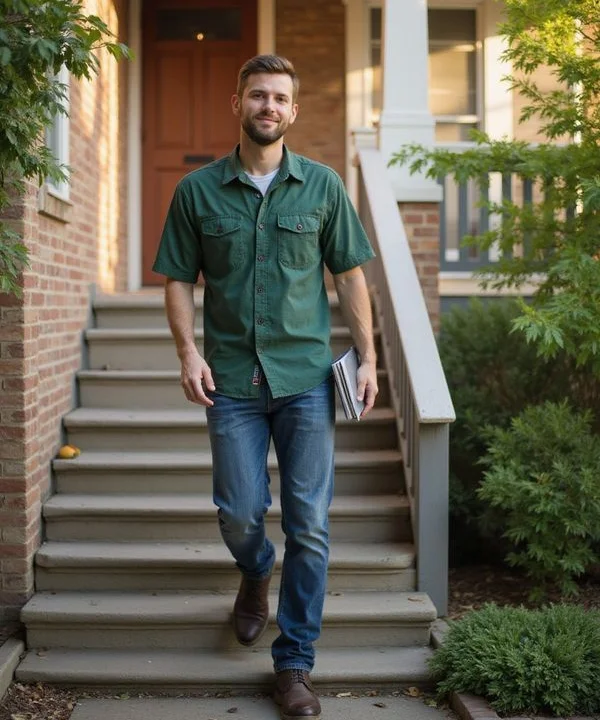 Ryan Quade arriving for a property walkthrough in Saint Paul