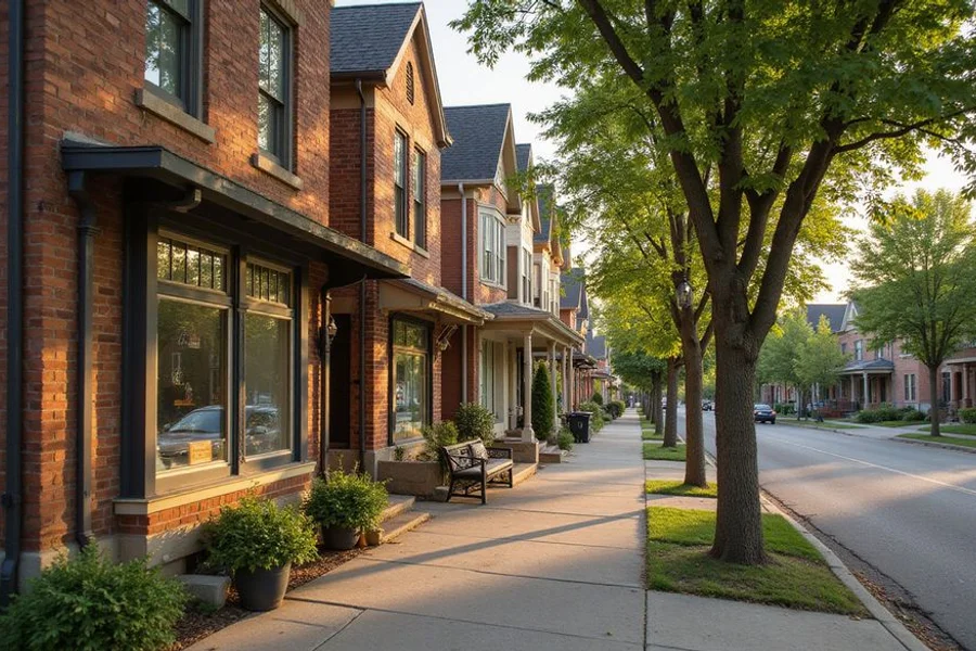 Brick storefronts and older homes near Selby Avenue