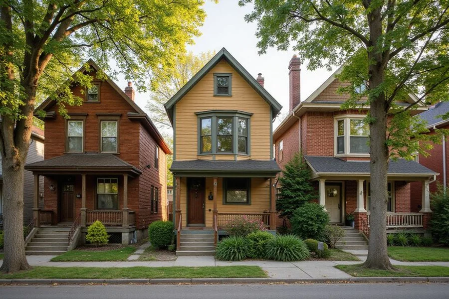 Similar ramblers in different condition on an East Side block
