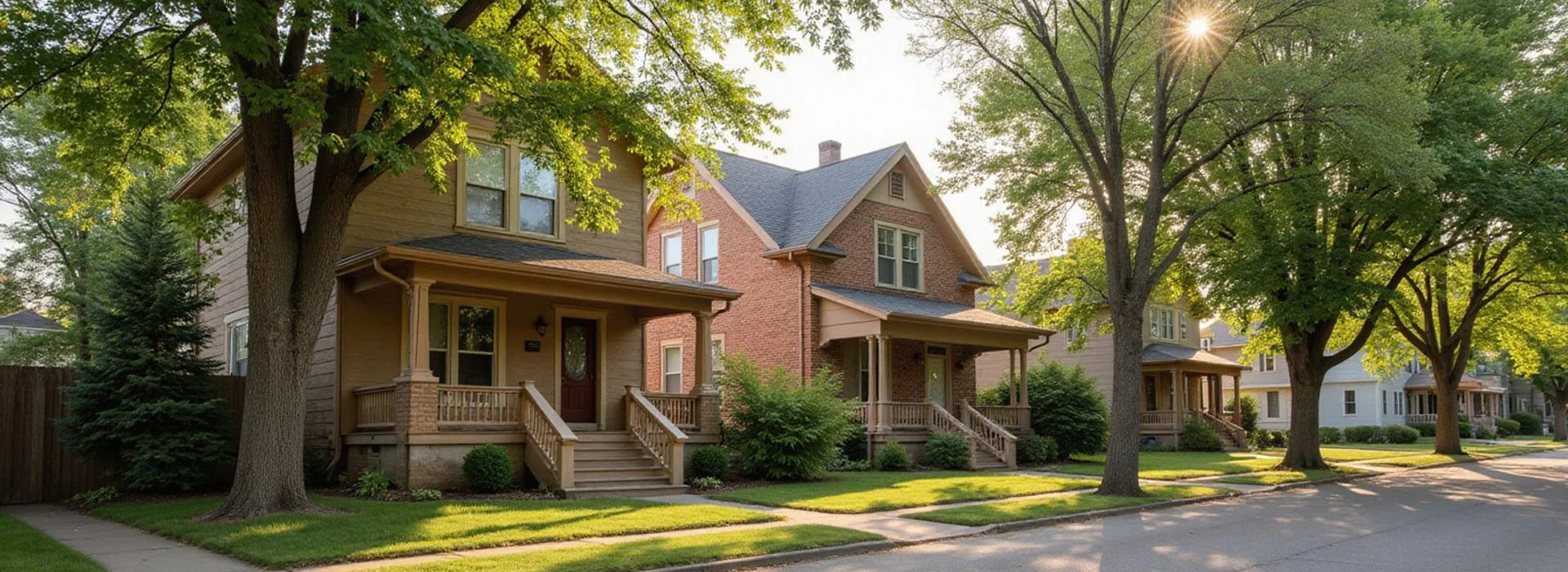 A variety of Saint Paul homes on one street